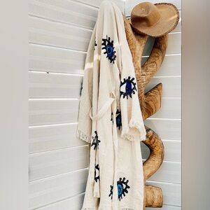 Cotton Turkish robe with eye design O/S